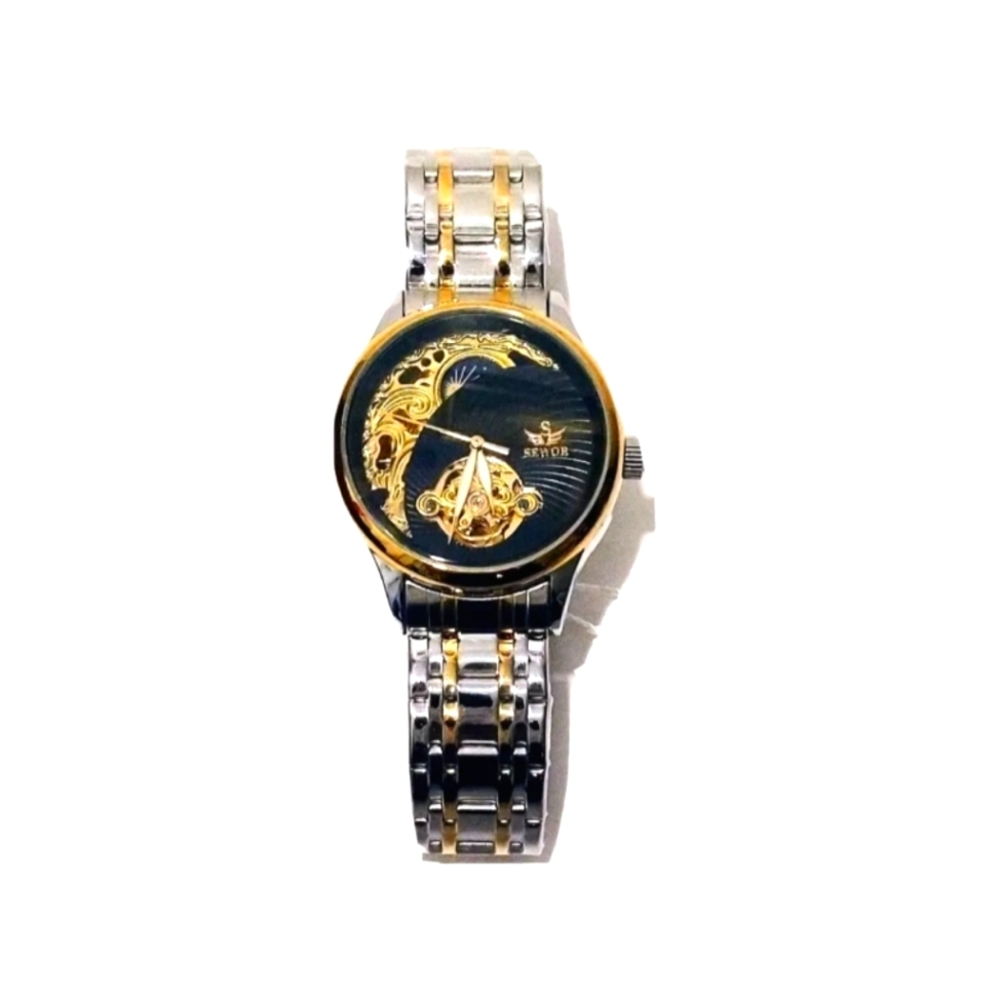 Two Tone Gold Asian Art Style Watch